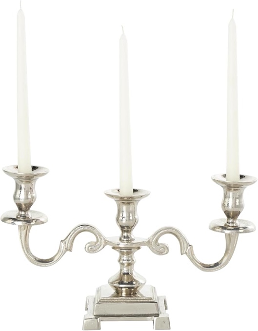 (similar)Deco 79 Aluminum Metal Scrolled Candelabra, 15" x 5" x 7", Silver