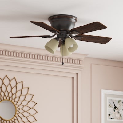 Harbor Breeze Centreville 42-Inches Oil-Rubbed Bronze with Auburn/Mink Blades Indoor Flush