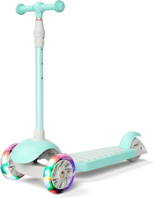 67i Scooter for Kids 3 Wheel Scooter Kids Kick Scooter for Toddler Girls Boys Scooter with Adjustable Height and Light-Up Wheels Scooter for Children Ages 3-12 (Green