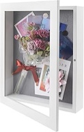 Califortree 8x10 Shadow Box Frame with Linen Back - Sturdy Rustic Memory Display Case of Flower, Pictures, Medals and More, White