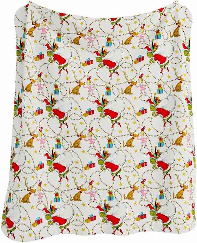 Franco Dr. Seuss The Grinch Holiday Bedding Super Soft Plush Micro Raschel Blanket, 90 in x 90 in, (Official Licensed Product)