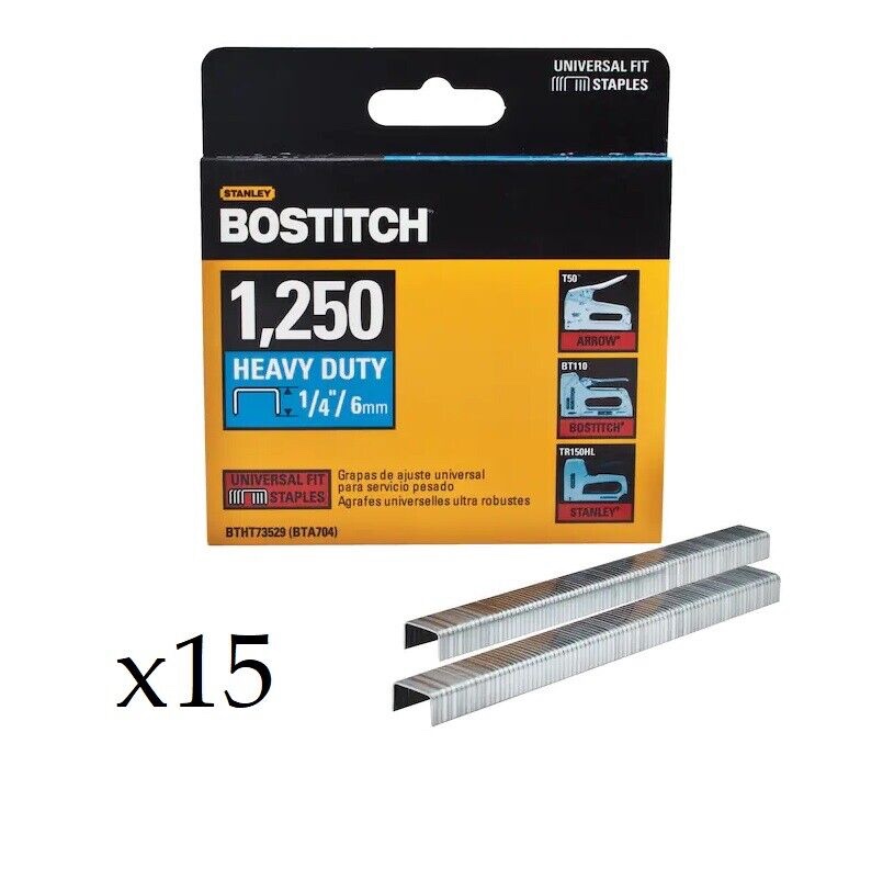 18,750 Bostitch 1/4" 6mm Heave Duty Universal Fit Staples fits Arrow and Stanley 076174735291