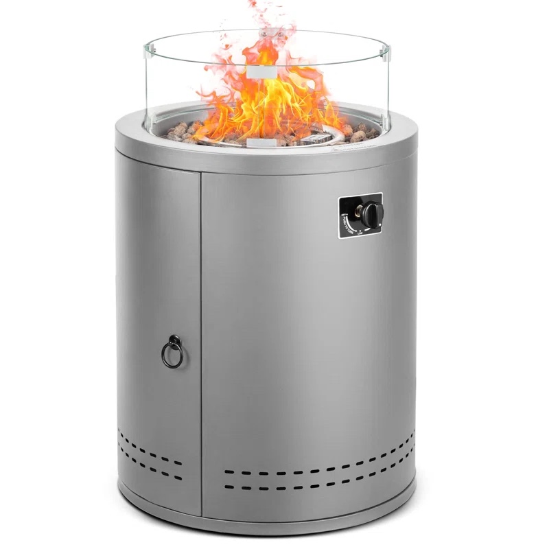 (similar) Chaslynn 19.69" H x 24.41" W Stainless Steel Propane Outdoor Fire Pit