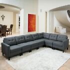 (incomplete)jNiya Mid Century Modern 7 Piece Fabric Extended Sectional Sofa
