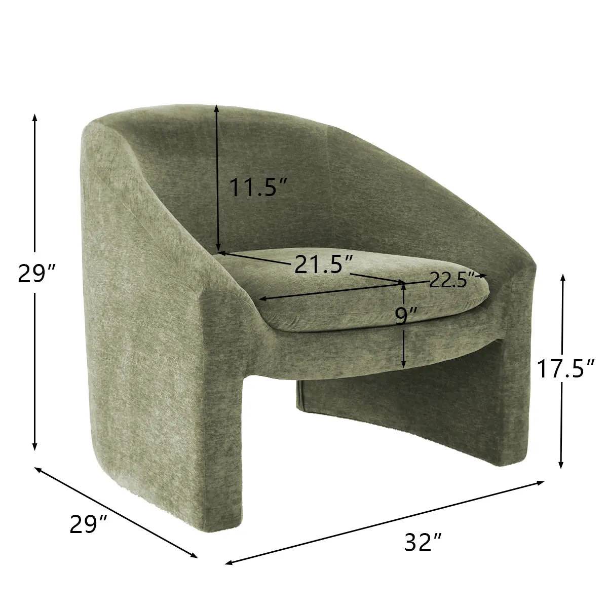 Kiki 32" Modern Chenille Accent Chair with Arms