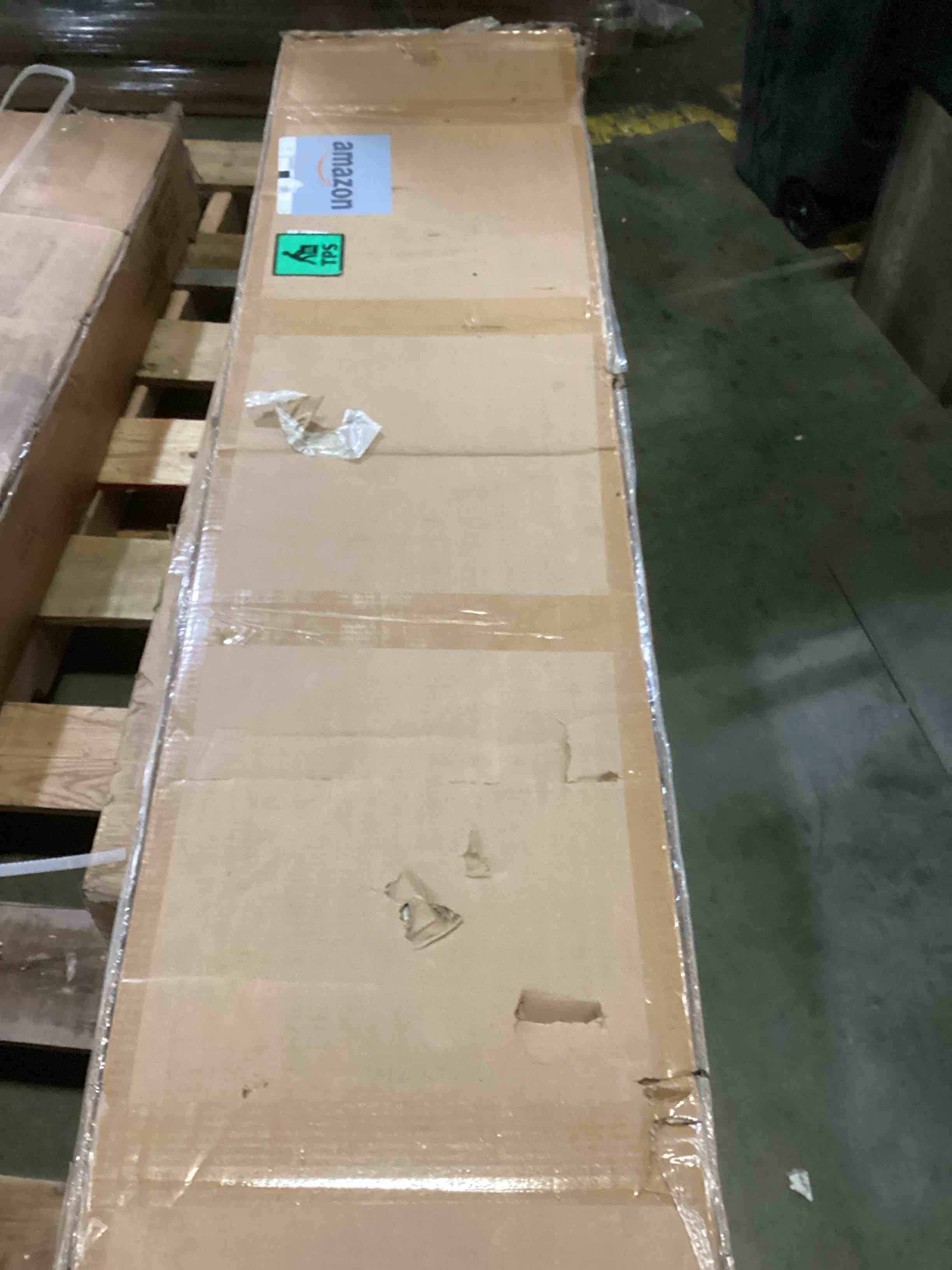 Condition photo showing As Is for LINSY LIVING Queen Bed Frame with Headboard, Fast Assembly Metal Industrial Bed Frame with Lights & Charging, 14 inch Bed Frame Queen Size with Storage, No Box Spring Needed, Rustic Brown