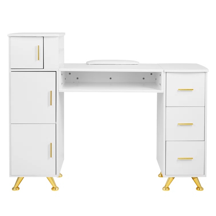 Beauty Salon Vanity Manicure Table Nail Makeup Desk With Drawers Storage