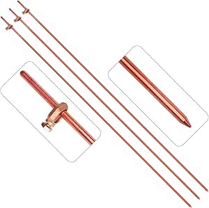 3 Pcs Grounding Rod with Copper Ground Rod Clamp 4ft Electrical Grounding bar for Electric Fences Satellite Dishes Generator Grounding Earthing