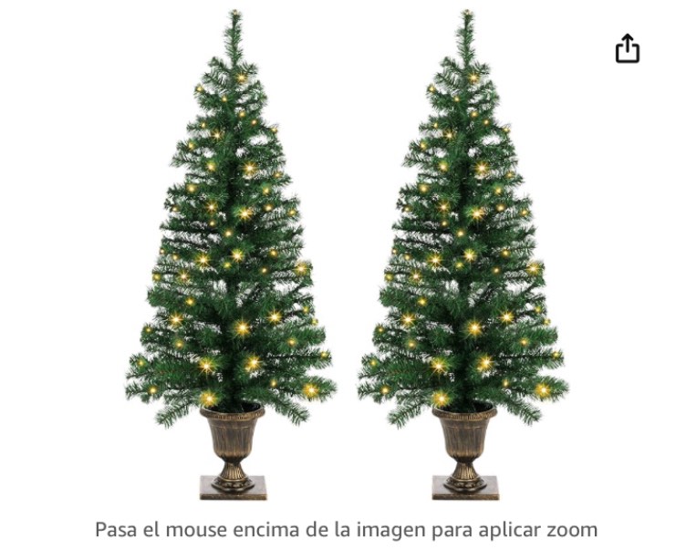 4FT Prelit Christmas Tree 2-Pack Snow Flocked Artificial Potted Christmas Tree with 100 Warm White LEDs Battery Powered & 8 Lighting Modes for Xmas Porch Entrance Decorations