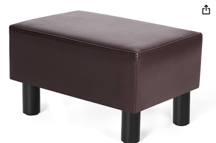 Joveco Taburete pequeo otomano, reposapis de piel sinttica para silla, debajo del escritorio, oficina, sala de estar, marrn