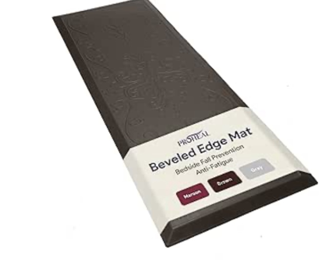 Beveled Edge Fall Mat for Elderly - Fall Prevention for Seniors - Bedside Safety Floor Mat - Elegantly Designed Brown Fall Pads for Elderly - 70" x 24" x 0.7"
