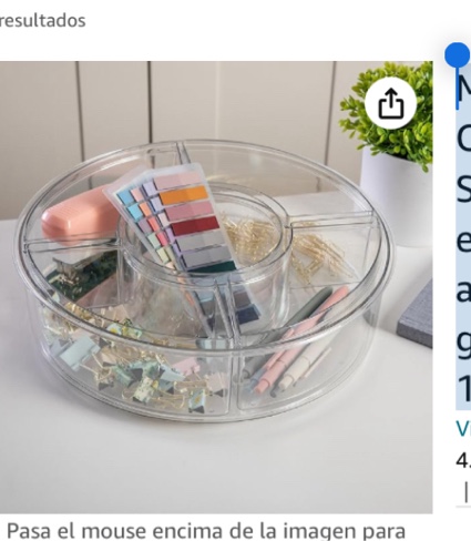 Martha Stewart Brody - Organizador dividido de Lazy Susan con 5 contenedores extrables, organizador de almacenamiento de escritorio giratorio de plstico de 360, 12 pulgadas, transparente