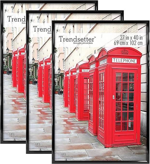 upsimples 27x40 Frame Black 3 Pack, Poster Frames 27 x 40 for Horizontal or Vertical Wall Mounting, Scratch-Proof Wall Gallery Photo Frame