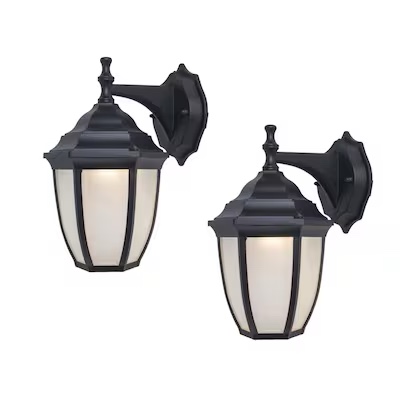 Project Source # 1479183 Project Source 2 -Pack 11.42-in H Matte Black Hardwired Integrated LED Outdoor Wall Light