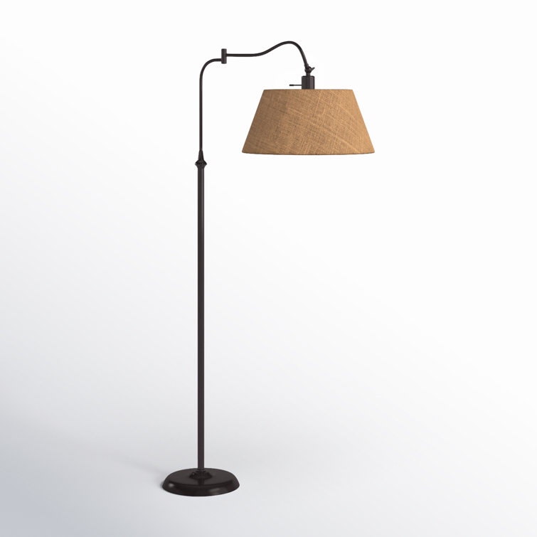 Theodora Swing Arm Floor Lamp Size: 61" H x 17" W x 29" D, Base Finish: Antique Bronze, Shade Color: Khaki