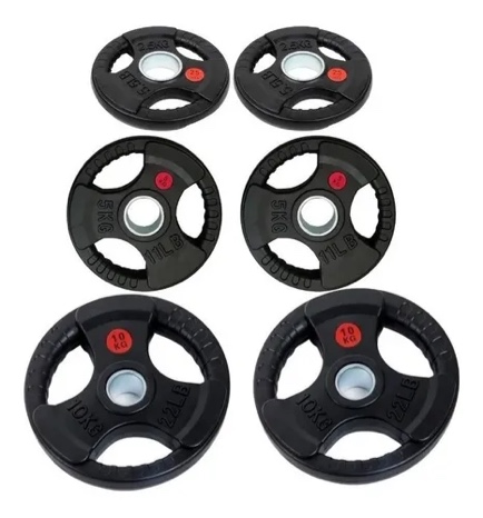 Set Of Hoaled Olympic Discs: 2.5, 5 And 10kg Gym