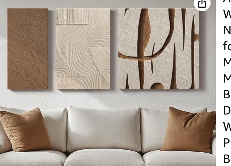Abstract Canvas Wall Art 3 Piece Neutral Artwork for Living Room, Modern Large Minimalist Brown Beige Art Wall Decor, Wabi Sabi Wall Art Painting Prints for Bedroom Office