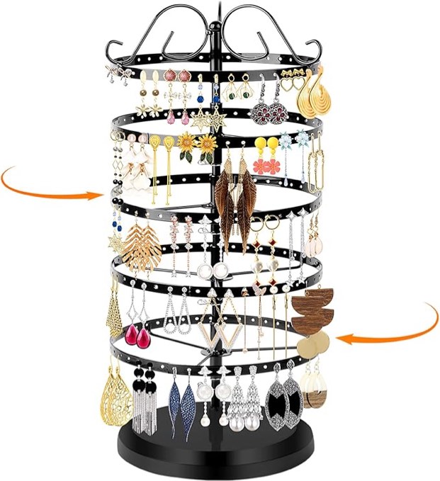 X003YPM7UZ 17Dec 5 Tiers Rotating Earring Holder Organizer for Girls,220 Holes Metal Stud Earring Organizer Stand, Earring Tree Organize for Women,Earring Display for Vendors. Newltem