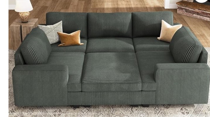 Nolany Modular Sectional Couch with Storage Ottoman, Corduroy Sleeper Sectional Sofa with Chaise, Sectional Couches for Living Room, box B only 