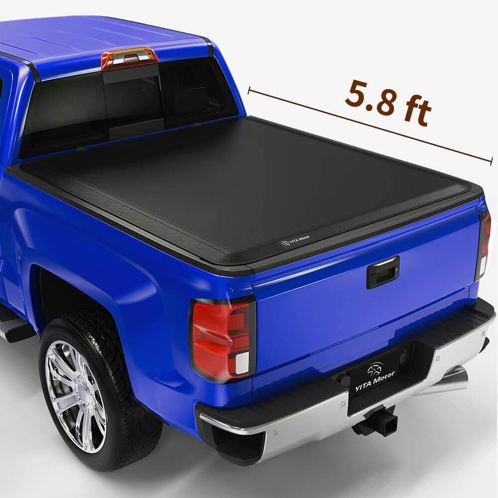 YITAMOTOR® Soft Tri-Fold Truck Bed Tonneau Cover For 2014-2018 Chevy Silverado/GMC Sierra 1500, Fleetside 5.8 ft Bed