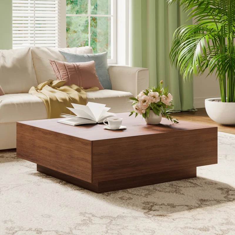 Cristyle Wood Living Room Table, Square Coffee Table, Fully-assembled