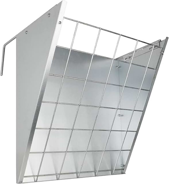 Solution4Patio Galvanized Steel Livestock Hanging Hay Feeder, Heavy-Duty Large Capacity Feeder W/Adjustable Hooks Fit for Different Stall & Corral, Hay Feeder for Goats, Sheep, Horse, Cyan Color