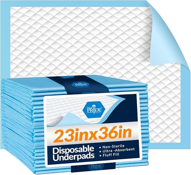 MED PRIDE Disposable Underpads 23'' X 36'' (25-Count) Incontinence Pads, Chux, Bed Covers, Puppy Training | Thick, Super Absorbent Protection for Kids, Adults, Elderly | Liquid, Urine, Accidents