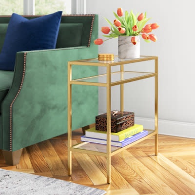 Bassirou Glass End Table with Storage