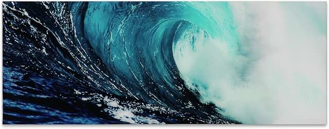 Blue Wave 1 and 2 - Unframed Painting Print Set on Glass