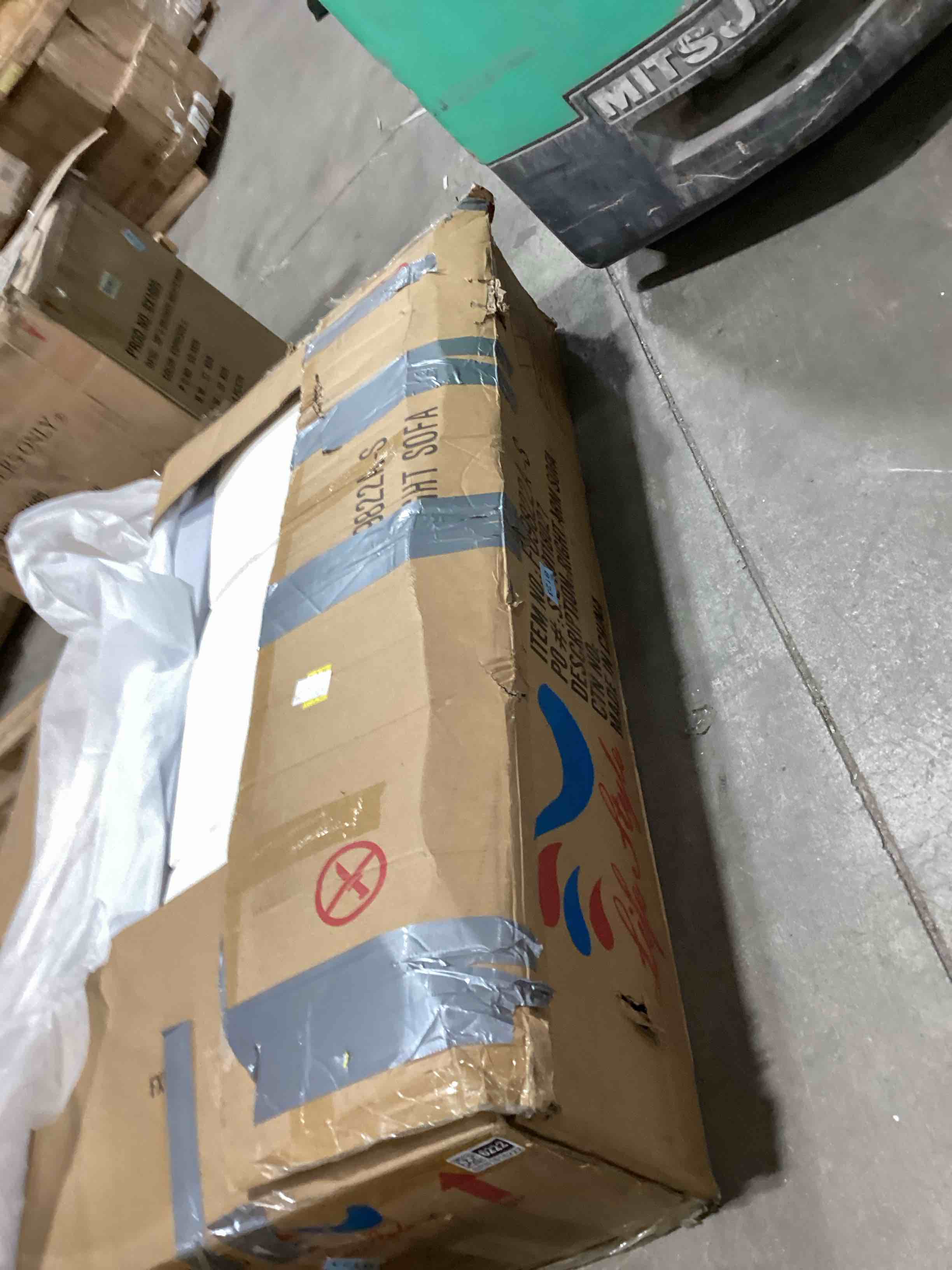 Hanae 96" Wide Faux Leather Sofa & Chaise with Ottoman