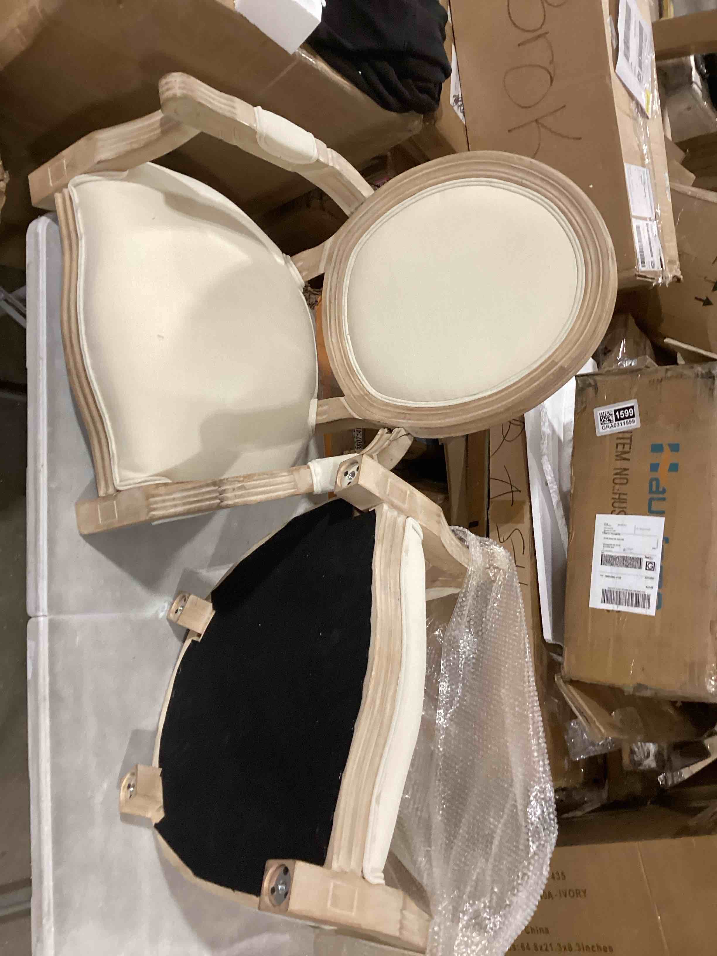 Condition photo showing As Is for Lovilia Linen King Louis Back Arm Chair Dining Chair