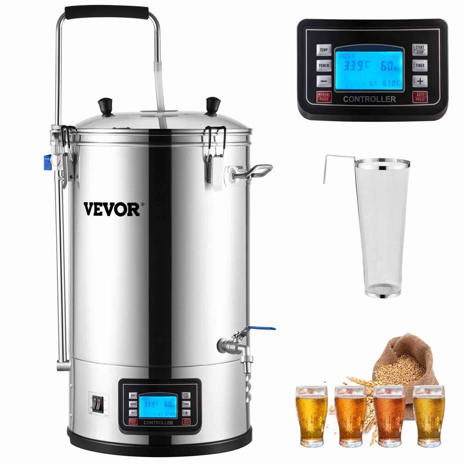 VEVOR 9.2 Gallons Stainless Steel Brew Kettle