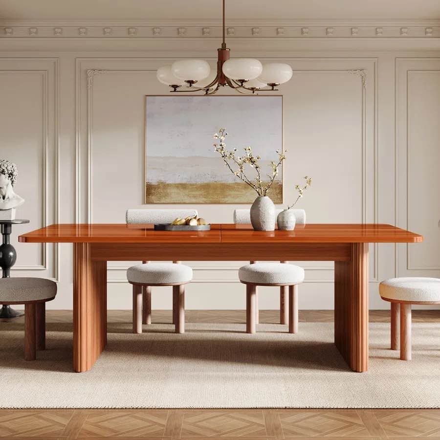 Extendable Dining Table with Fluted Base