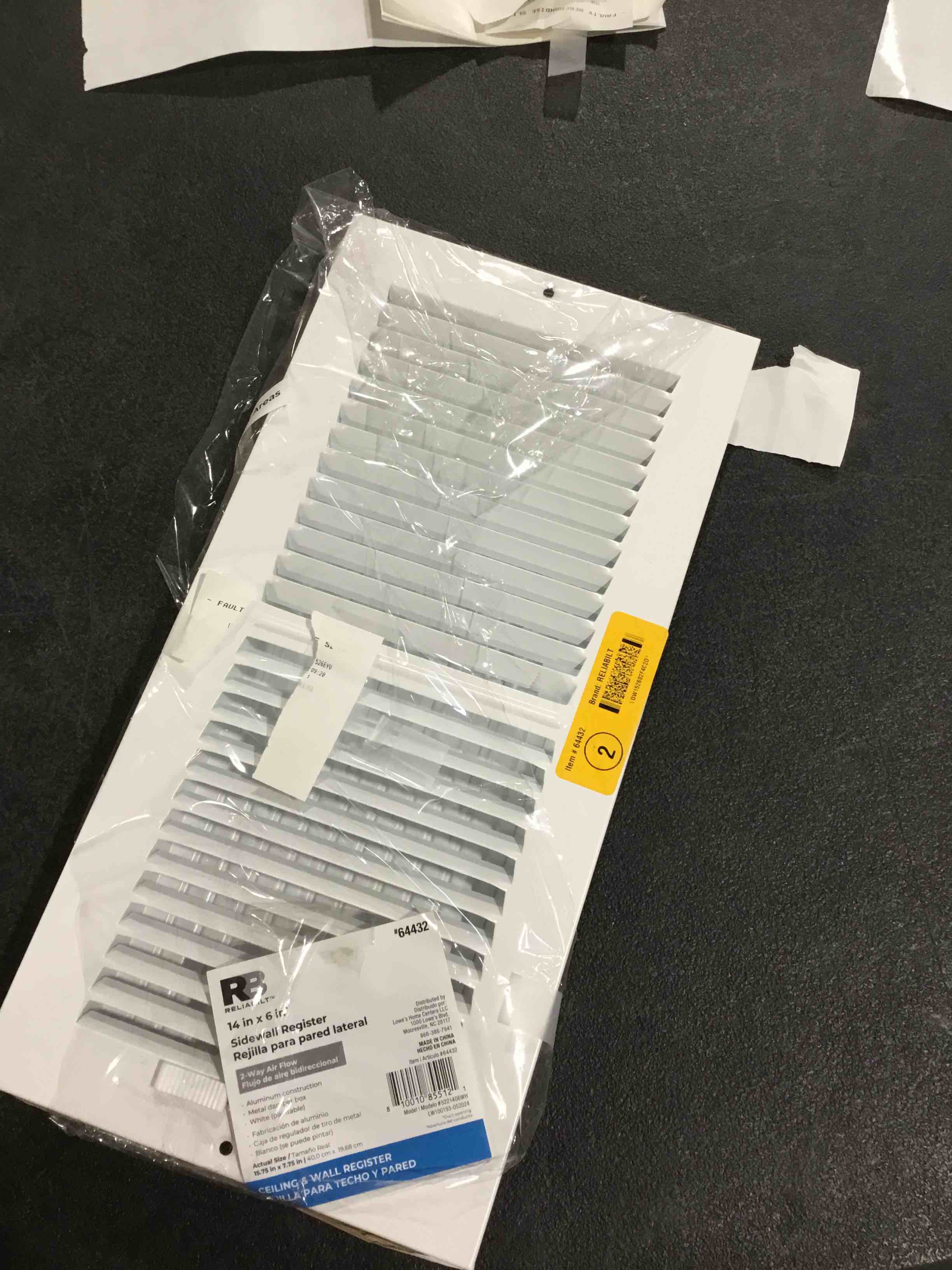 Fits 14x6 Duct Opening 1 Way Steel Air Supply Diffuser by Handua | Register Vent Cover Grill for Sidewall and Ceiling | White | Outer Dimensions: 15.75" X 7.75"