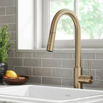 KRAUS Oletto Single Handle Pull Down Kitchen Faucet with QuickDock Top Mount Installation Assembly