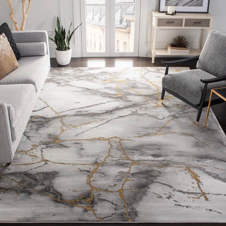 Swindle Abstract Gray/Gold Area Rug
