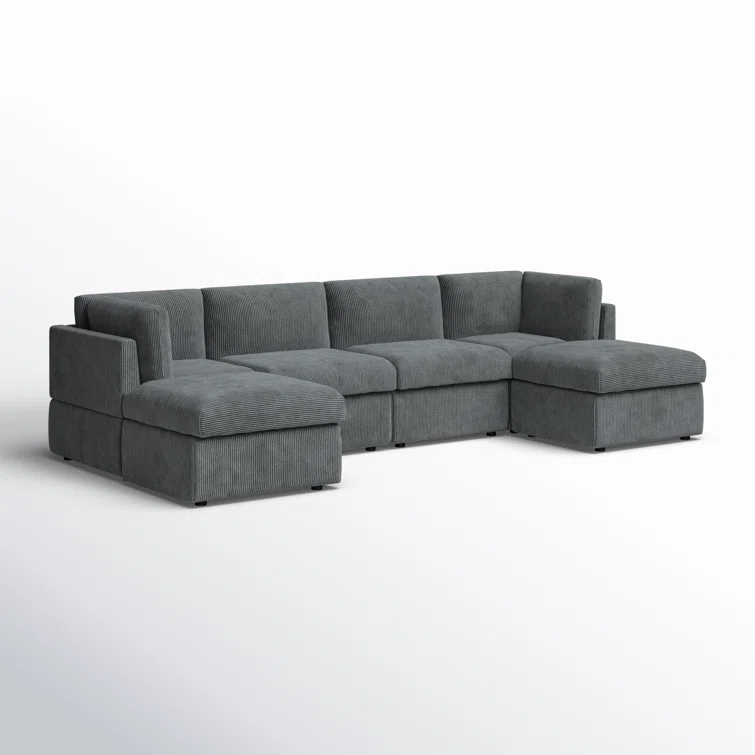 Annai 129" Wide Reversible Modular Corner Sectional with Ottoman