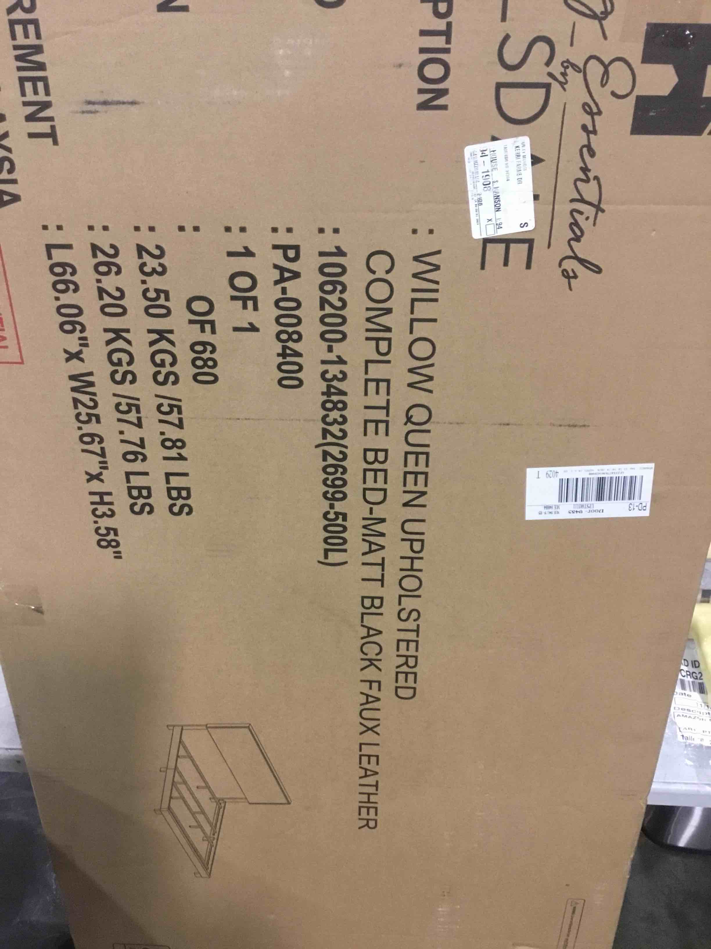 Willow Nailhead Trim Upholstered Full Bed, Black Faux Leather