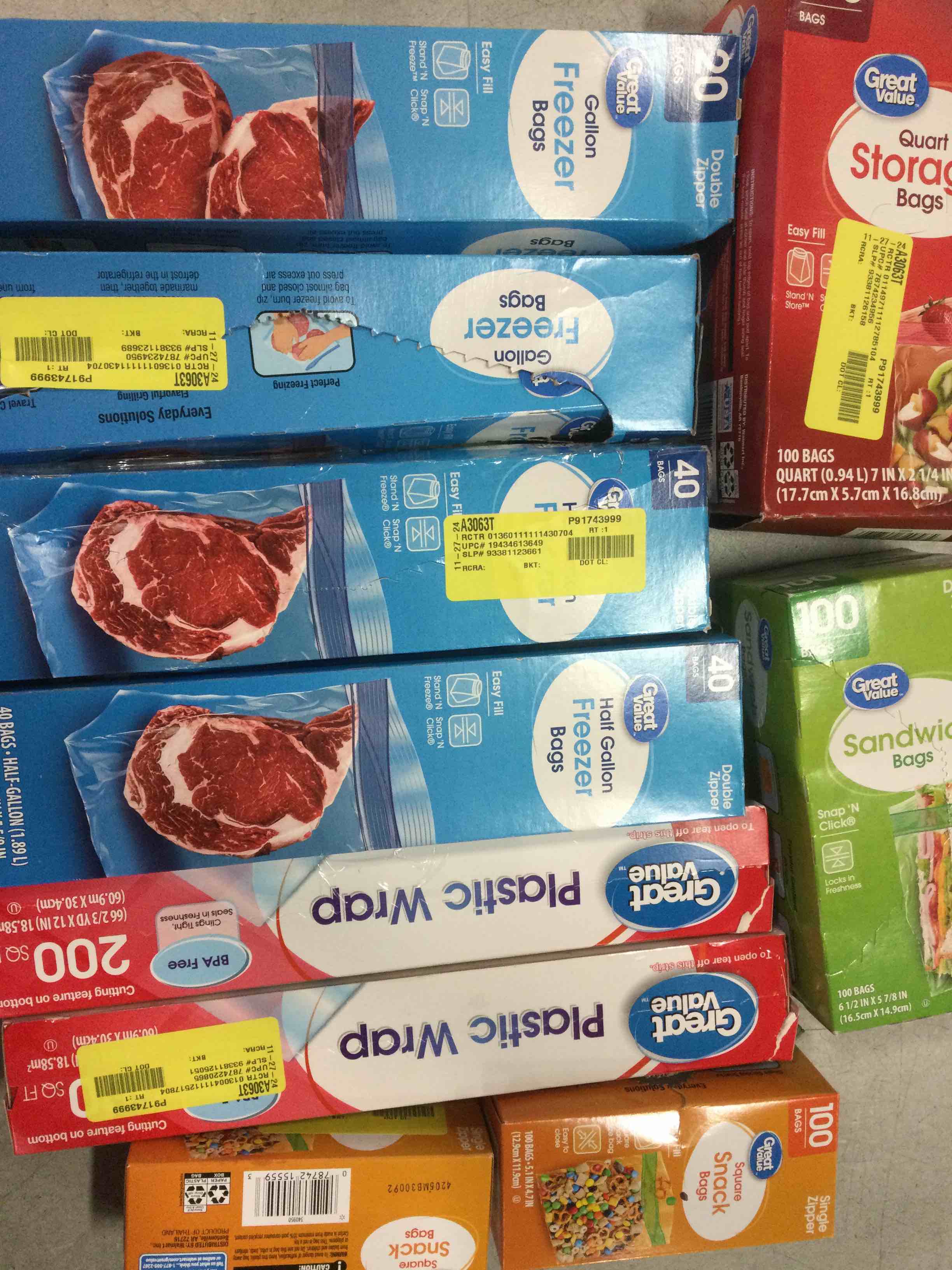 variety of kitchen storage bags 