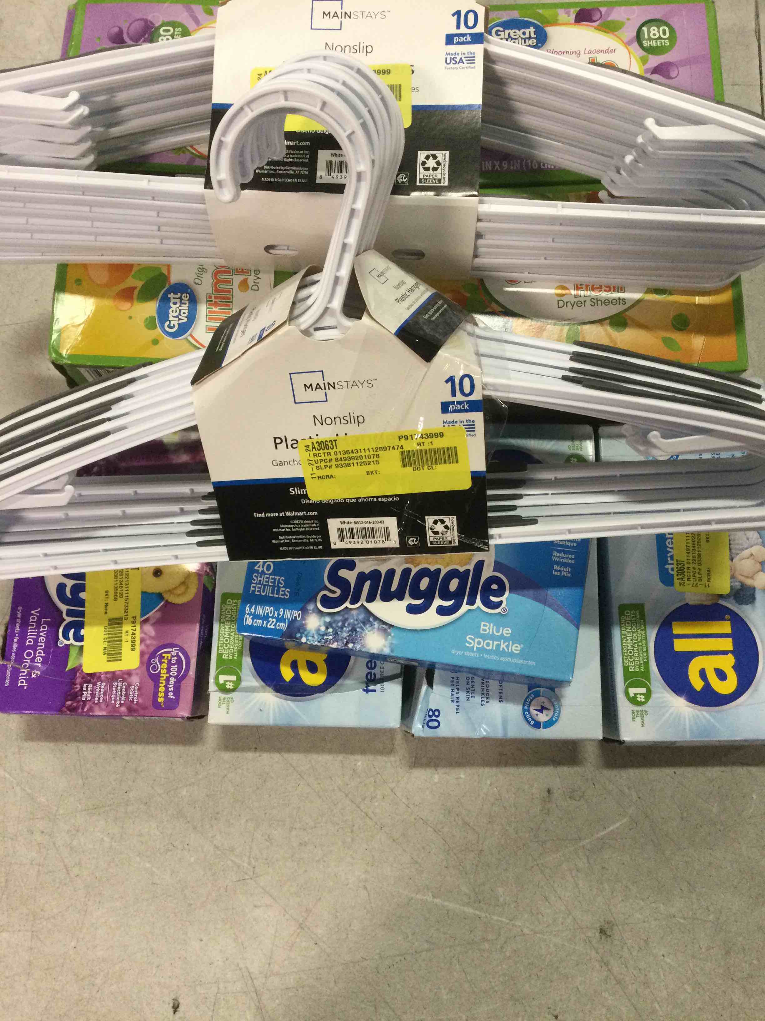clothing hangers & variety of Fabric softener sheets 