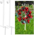 Therwen 2 Pcs Christmas Headstone Wreath Holder Wreath Stand for Cemetery in Ground Tombstone Wreath Hanger for Christmas Memorial Day Gravestone Decoration, White