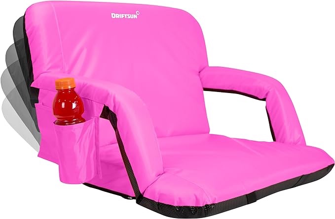 Driftsun Extra Wide Stadium Seats with Back Support - Deluxe Foldable Stadium Chairs for Bleachers - Folding Waterproof Sport Chair - Easy to Transport
