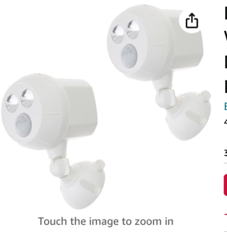 Beams MB380 400 Lumen Wireless Battery Powered Motion Sensing Ultra Bright LED Spotlight, 2-Pack, White