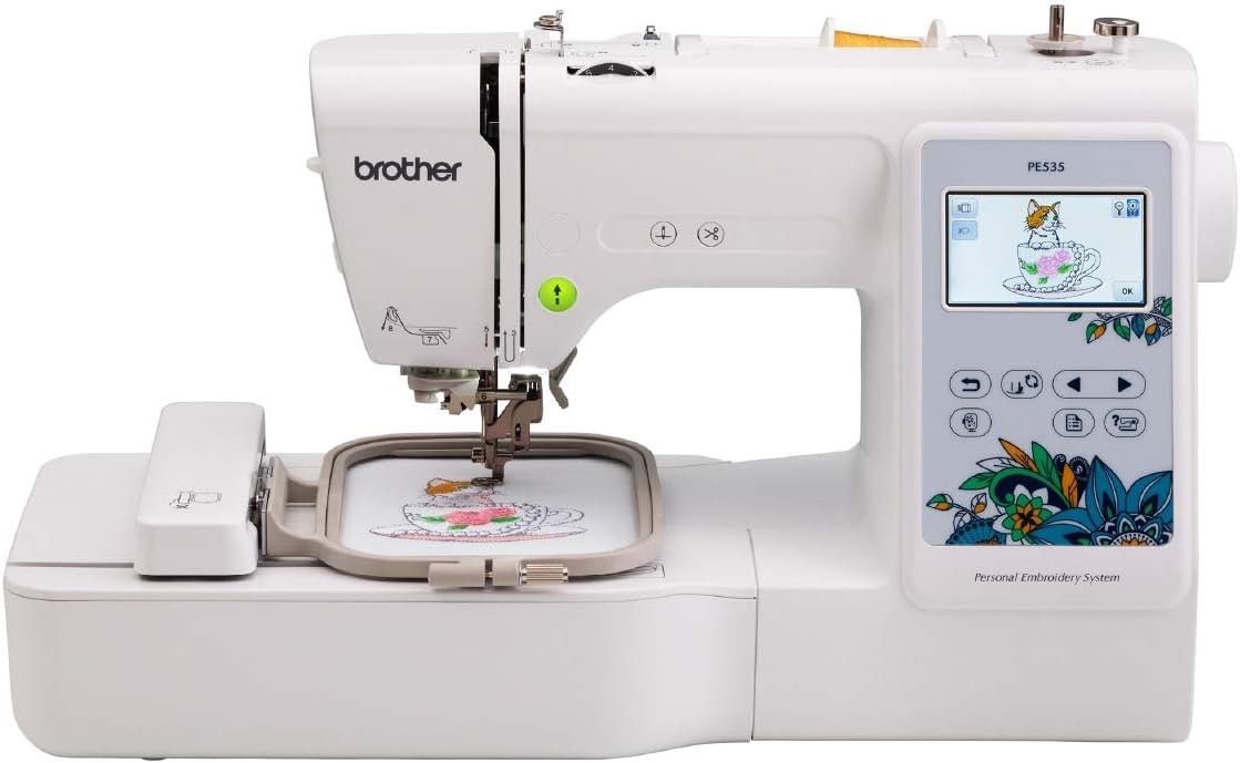 Brother Embroidery Machine, PE535, 80 Built-in Embroidery Designs, 9 Font Styles, 4" x 4" Embroidery Area, Large 3.2" LCD Touchscreen, USB Port