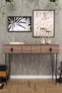 Modern Walnut Entryway Table With Metal Legs & Drawer - Stylish & Functional - Walnut
