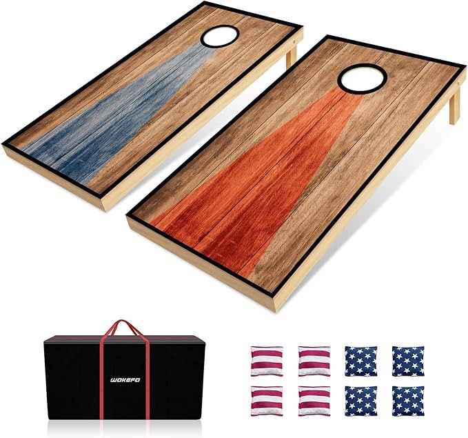 Cornhole Set, 3'x 2'/ 4'x 2' Corn Hole Boards Set, Solid Wood Cornhole Game Outdoor Set, Corn Holes Outdoor Game, Corn Hole Sets with Bags Regulation Size, Perfect for Lawn, Backyard, Beach, Park