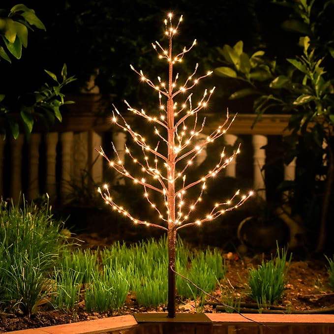 leruckdite led tree light 3ft 219l warm white artificial tree decoration for bedroom indoor outdoor home festival party wedding christmas warm | 219l 3 ft