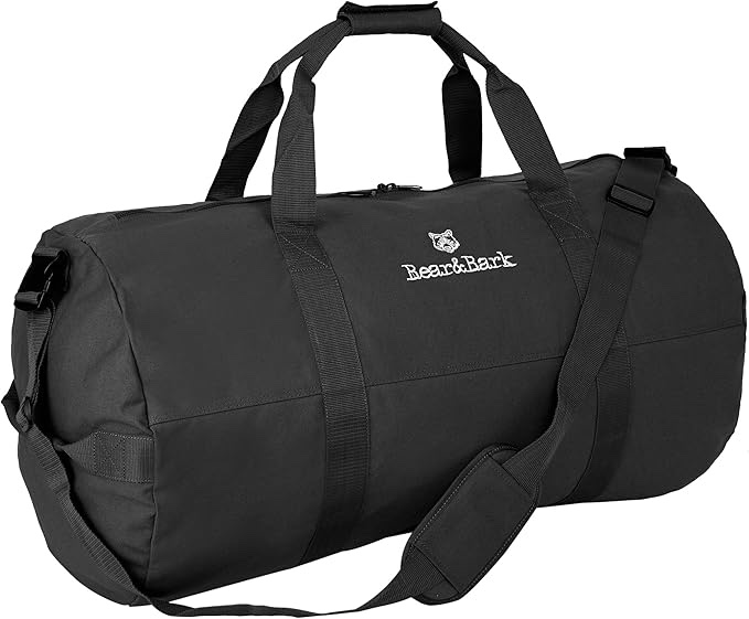 Large Duffle Bag – Black 38”x20” - 195.6L - Canvas Military and Army Cargo Style Duffel Tote for Men and Women– College Student, Backpacking, Travel and Storage Shoulder Bag