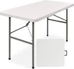 AM The America Store - Plastic Folding Table, Indoor Outdoor Heavy Duty Portable w/Handle, Lock for Picnic, Party, Camping (4FT, White)