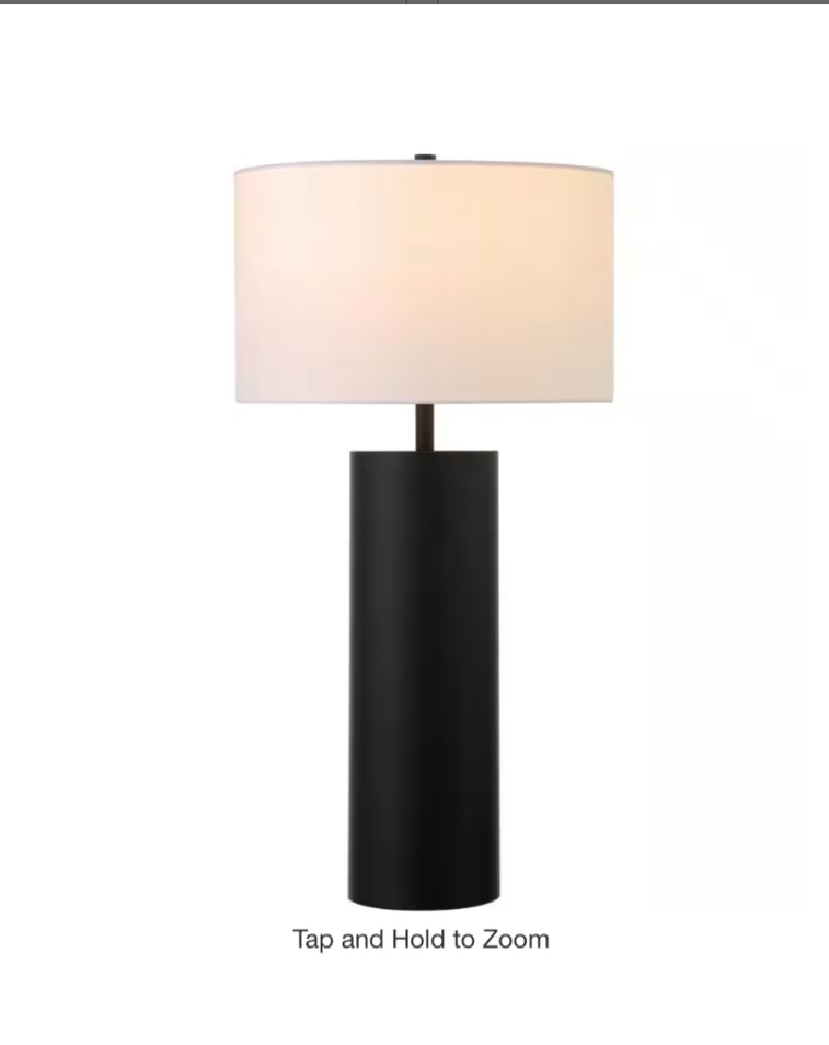 York 29.5 in. Blackened Bronze Table Lamp with Fabric Shade